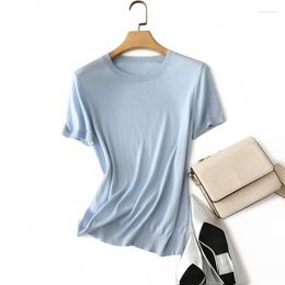 Women's Sweaters Short Sleeve Summer Fashion Silk Cashmere Sweater Crewneck