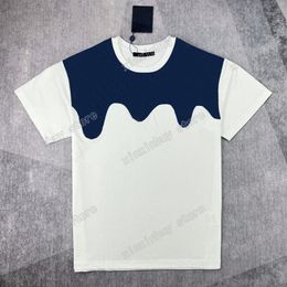 22ss Men Women Designers t shirt tee Denim Panelled letter short sleeve Man Crew Neck paris Streetwear white black xinxinbuy XS-L329K