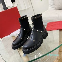 2023-Sole Design Winter Boots Fashion Women Vintage Decorative Leather Cotton Cloth Wool Warm Keeping High Heel Thick Snow Flat