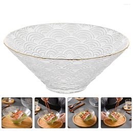 Dinnerware Sets Ramen Bowl Fruit Creative Clear Container Lid Soup Salad Rice Dish Transparent Colour Japanese-type Glass Household