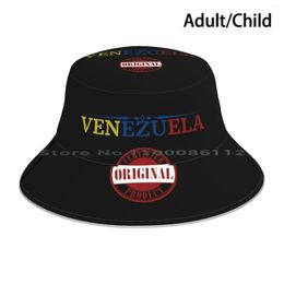 Berets Venezuela Flag T-Shirt Original Product Bucket Hat Sun Cap Caracas Venezuelan I Love Funny