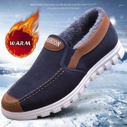 Boots Winter Men's Cotton Shoes Velvet Vamp Warm Plush Loafers Botines Hombre Daily Slip-on Booties Soft Sole Non-slip Snow