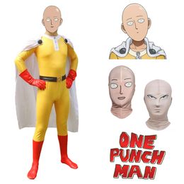 One Punch Man Cosplay Saitama Anime Superhero Saitama Cosplay Jumpsuit Outfits Cloak Coat Suit Mask Halloween Costumes Men Boyscosplay