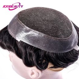 Mężczyzn Mężczyźni Mężczyźni Toupee Kapilara Szwajcarska koronka Pu Indian Human Hair Hair Oddychający Proteza Naturalny System 231007