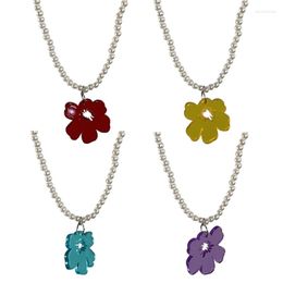 Pendant Necklaces Elegant Flower Necklace For Women Casual Pearl Bead Chain Choker Unique