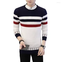 Men's Sweaters Fashion Youth Mens O-neck Sweater Black Navy Blue Wine Red Slim Elegant Men Autumn And Winter Warm Coat