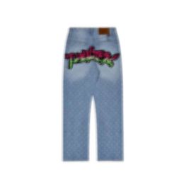 Men women designer pant Paris Graffiti toothbrush jacquard Letter Printing Washed Jeans denim Casual pants blue S-XL