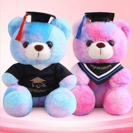 Decompression Toy Tie Dyed Graduation Teddy Bear Plush Image Design Little Children s Birthday Surprise Gift Girl Selected Toys 231007