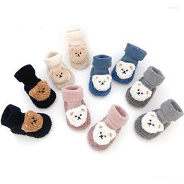 First Walkers Autumn Winter Thickened Born Infant Cartoon Shoes Girl Baby Kid Cute Bear Cotton Socks Soft Sole Anti Slip Boys Children Shoe