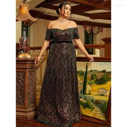 Plus Size Dresses Off Shoulder Bright Black Sequin Embroidery Evening Dress 4XL5XL Luxury Prom Party Banquet High-end Fishtail