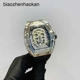 Milles Richa Designer Richar Watches Ghost Mens Automatic Mechanical with Hollow Out Diamonds and Bright Color Skull Head Unique Fashionable Personality Bk 5j05