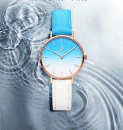 Womens watch watches high quality luxury Fashion simple gradient Colour combination quartz leather watch