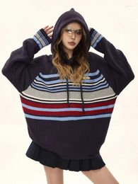 Women's Sweaters American Striped Pullover Autumn Warm Sportswear Streetwear Cosy Sweater Fashion 2023