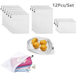 Shopping Bags 12pcs Reusable Mesh Produce Bag Eco Friendly Washable Fruit Vegetable With Drawstrings For & Storage