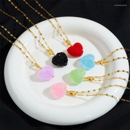 Pendant Necklaces Heart Candy Necklace For Woman Cute Multicoloured Gummy Bubble With Sugar Designer Korean Fashion Jewellery