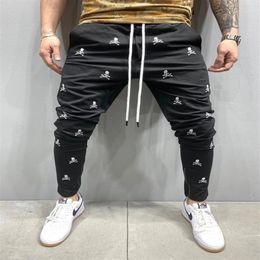 Casual Pencil Pant Skull Print Skinny Embroidery Hip Hop Trousers Mens Black Jeans Male Fashion Nightclub Denim288v