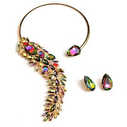 Chokers Vintage Baroque Statement Necklace Boho Colourful Rhinestone Pendant Choker Collar Necklaces Set For Women Punk Jewellery 231007