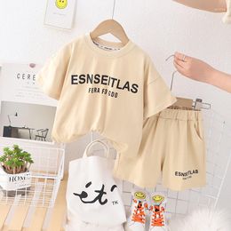 Clothing Sets Children Summer Cotton Baby Boys Girls Clothes Sport T Shirt Letter Shorts 2Pcs/sets Infant Leisure Kids Toddler Tracksuits