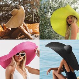 Wide Brim Hats 70cm Oversized Sun Large UV Protection Beach Travel Vacation Straw Hat Women's Summer Floppy Foldable FedorasWi1936