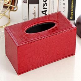 Whole- Crocodile Style Tissue Box Cover Home PU Leather Napkin Paper Holder Case High Quality For Kitchen Bedroom Creative Tis314C