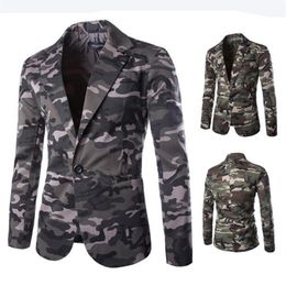 New Mens Blazer Slim Fit Suit Jacket Fashion Men Camouflage Blazer Style Casual Single Button Military Blazer for Men3072
