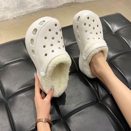 designer slides Slippers platform slippers Fleece in winter womens triple white black khaki pink Hole shoes outdoor sneakers size 35-40