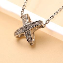 Pendant Necklaces To Reines S925 Silver Necklace Gold Plated Cross Ladies Clavicle Chain Sweet Cool Girl Jewelry Accessories