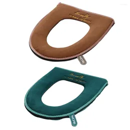 Toilet Seat Covers 2 Pcs Pillow Bathroom Flannel Padded Commode Linerss Cushion Reusable Warm Round Lid Washable Winter