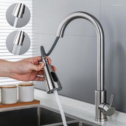 Kitchen Faucets Stainless Steel Gourmet Faucet Pull Out Sink Cold Mixer Tap 360 Swivel Deck Mounted For