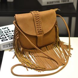 Fashion Women Shoulder bag Solid Tassels Trending Cross Body Bag Tassel Suede Faux fur Fringe Messenger Shoulder Handbag