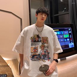 Men's T Shirts Shirt Oversized Cotton For Men White Summer T-shirts Funny Anime Print Male 5XL Casual Wear Tee Big Size Tshirts