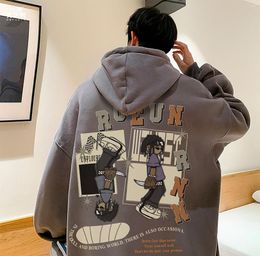 Men's Hoodies 2023 Spring Autumn Hoodie Retro Hip Hop Tide Brand Large Size Black Dark Grey Apricot