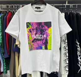 purple t-shirt brand Mens Women Loose Clothing Luxury Designers Short Sleeve Spring Summer Tide letter printed 90C2