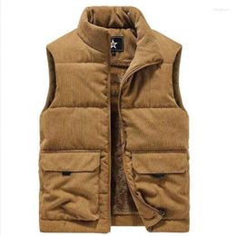Men's Vests M-6XL Mens Polyester Coats Autumn Male Waistcoats Stand Collar Zipper Solid Color Loose Casual Outerwear Clothes Hw78