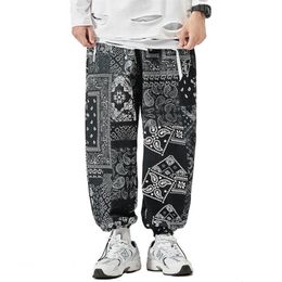 Men's Pants Oversize Bandana Print Causal Pant For Men Women Japan Style Wide Leg Straight Joggers Spring Streetwear 2022 Har306K
