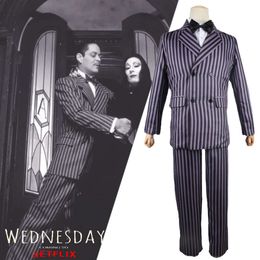 Çarşamba Addams cosplay gomez addams cosplay kostüm pantolon pantolon gömlek ceketleri cadılar bayramı kostüm erkekler için