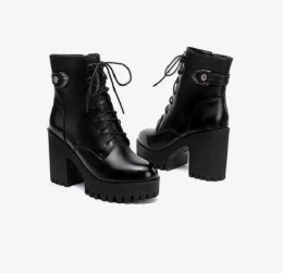 Women Boots Black Platform Shoes Lady Womens 8cm 10cm Boot Leather Shoe Trainers Sports Sneakers Size 35-43 09