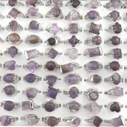 Natural Amethyst Stone Rings Gemstone Jewelry Women's Ring Bague 50pcs Valentine's Day Gift295s