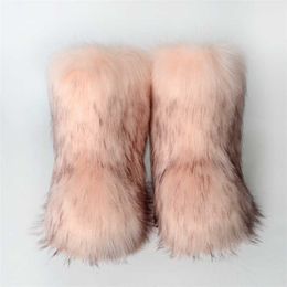 Boots New winter fur integrated raccoon dog hair womens snow boots shoes outdoor middle 230830