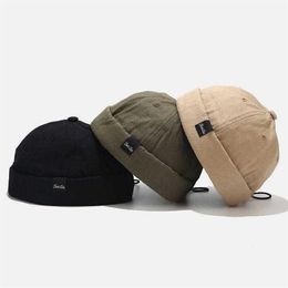 Arrival Docker Cap Brimless Skull Retro Cap Men Women Adjustable Autumn Bucket Cap 100% Cotton Bonnet Dad Caps 210531280Z