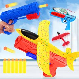 Diecast Model Aeroplane er Bubble Catapult With Plane Toy Funny Toys For Kids Gun Shooting Game Birthday Gift 231007