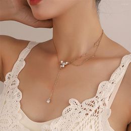 Pendant Necklaces Shiny Zircon Butterfly Necklace Ladies Exquisite Double Layer Clavicle Chain Jewellery For Women Gift