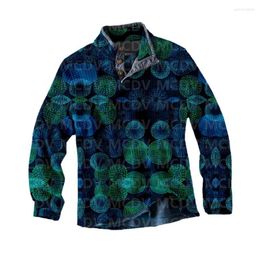 Men's Hoodies Long Sleeve Casual Top Retro 3D Printed Polo Pullover Men Sweater
