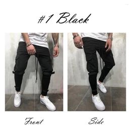 Men's Pants 2023 Brand Mens Pockets Solid Casual Slim Fit Trousers Tracksuit Bottoms Skinny Track