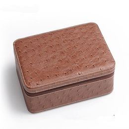 4 Slots PU Watch Boxes Ostrich Skin Pattern Mens Watch Storage Case Black Jewellery Gift Box New Package Travel Box C034301r