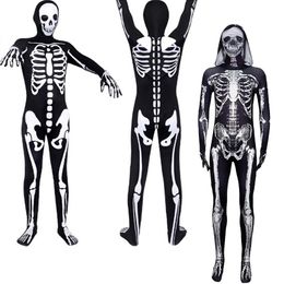 Halloween Costume Women Men Cosplay Skeleton Skeleton Bodysuit Tight Fit Human Skeleton S-4XL