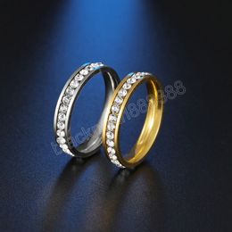 Single Row Crystal Ring Band Stainless Steel Rings Wedding Engagement Gift for Women Bridesmaid Fashion Fine Jewellery