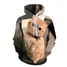 Men's Hoodies 2023 3D Cute Kitten Hoodie Sports Coat Long Sleeved Oversized Hooded For Men And Women Of The
