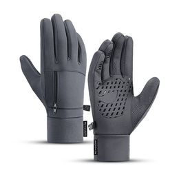 Five Fingers Gloves Winter Gloves Waterproof Thermal Touch Screen Windproof Warm Gloves Running Sports Hiking Ski Gloves with Small Zipper Pocket 231007