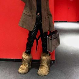 Women Winter Snow Boots Outdoor Luxury Furry Faux Fox Fur New Fashion Womanplush Warm Platform Shoes Bottes 230922